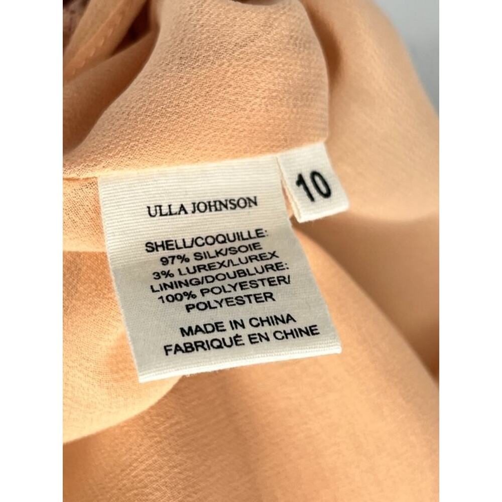 ULLA JOHNSON Sz 10 Celestia Blush Pink Print Silk Short Sleeve Midi Dress - Picture 4 of 12